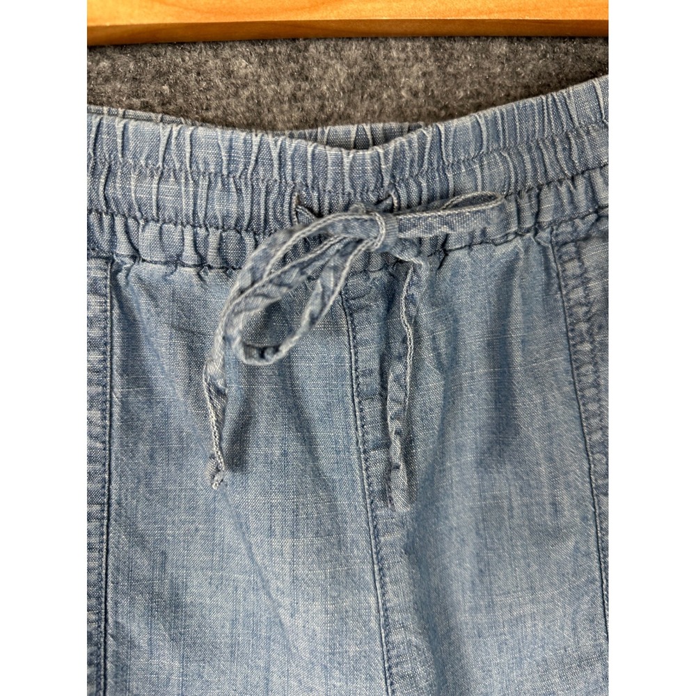 J.Crew Womens Chambray Shorts Medium Blue Elastic Waist Drawstring Summer Casual - Picture 4 of 7